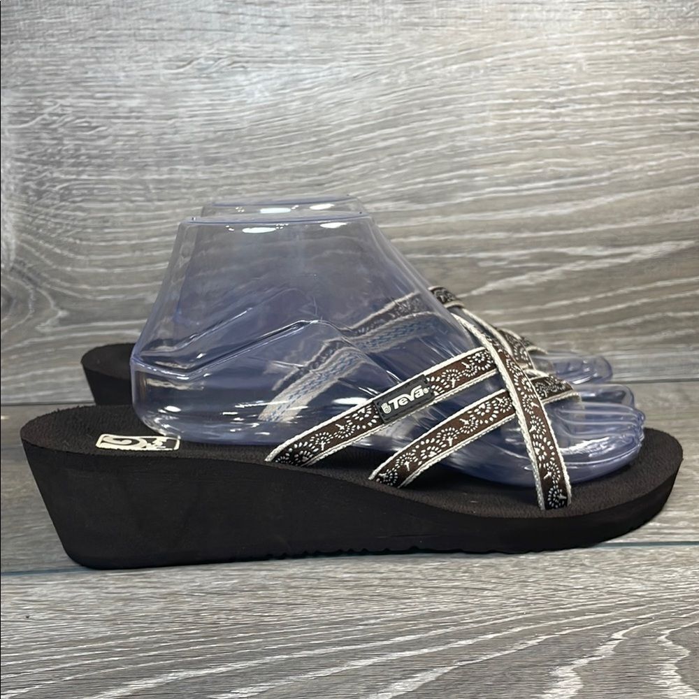 Teva Mush Mandalyn Wedge Ola 2 Women’s Sz 10 Brown Toe Loop Strappy Sandals